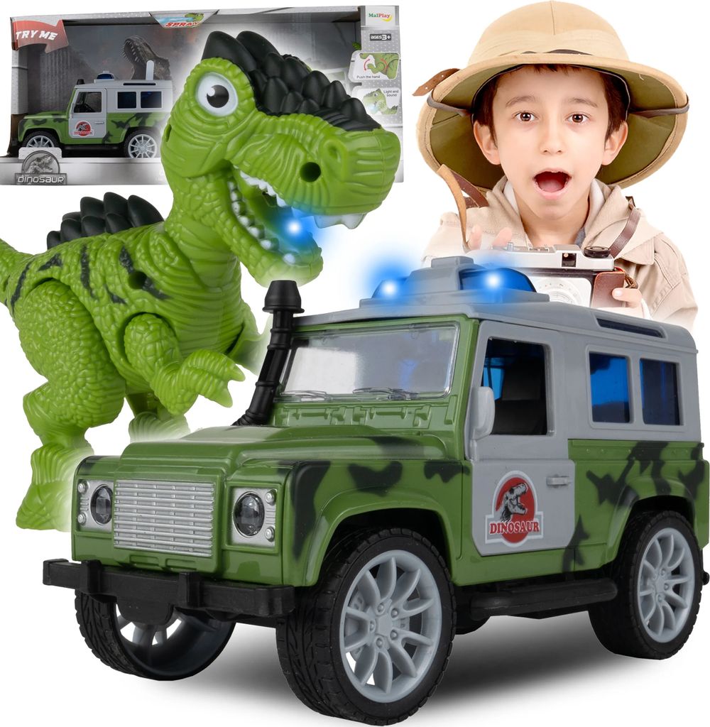 Malplay Geländewagen JEEP mit Anhänger und Dinosaurier Dino Produktbild 