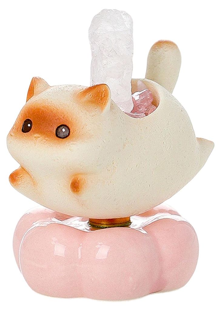 Drehbare Katzenfigur, Glücksbringer, Heilsteinhalter, Stressabbau, Schreibtischspielzeug, Heim- und Bürodekoration, Kätzchen-Dekoration C