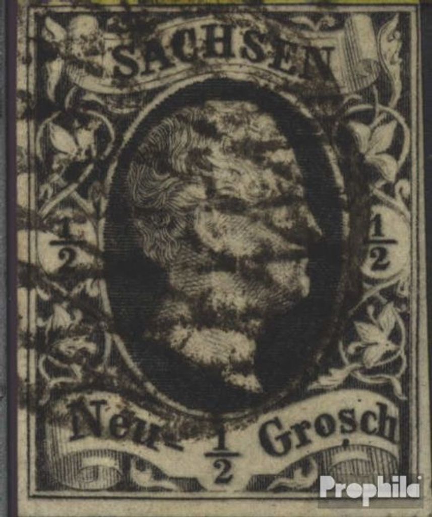 Briefmarken Sachsen 1851 Mi 3 Pracht gestempelt Friedrich August