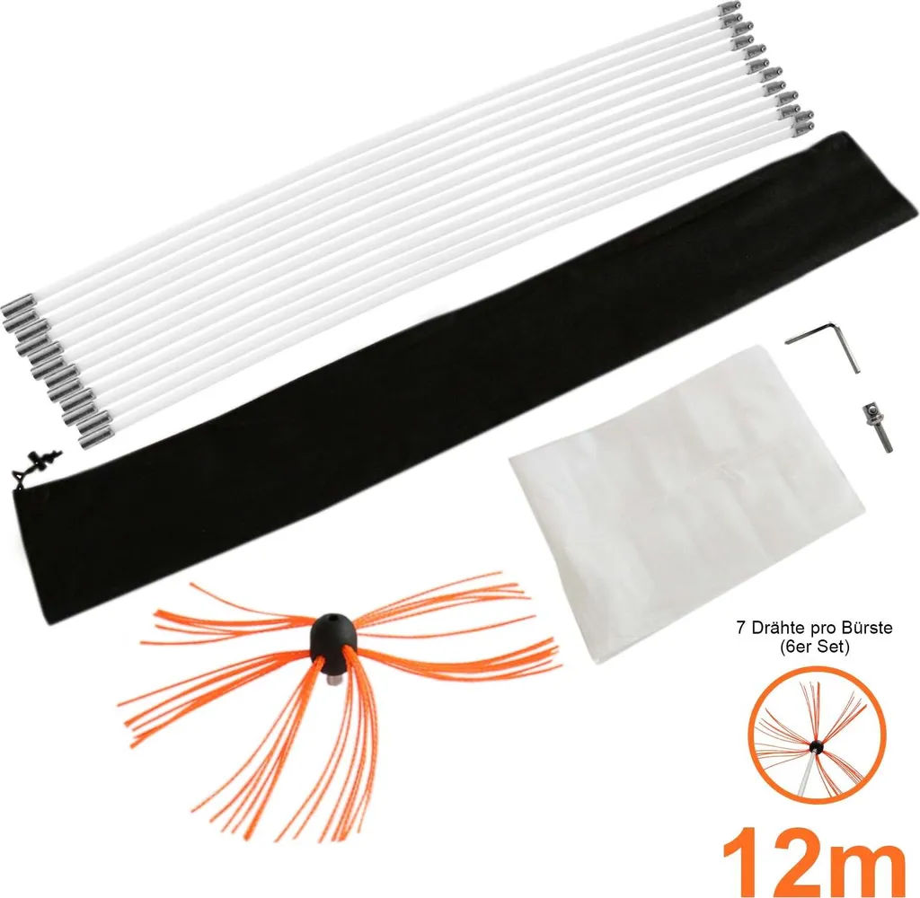 Brosse Cheminée Rotative Flexible 8m - Kit de Ramonnage Haute Densité