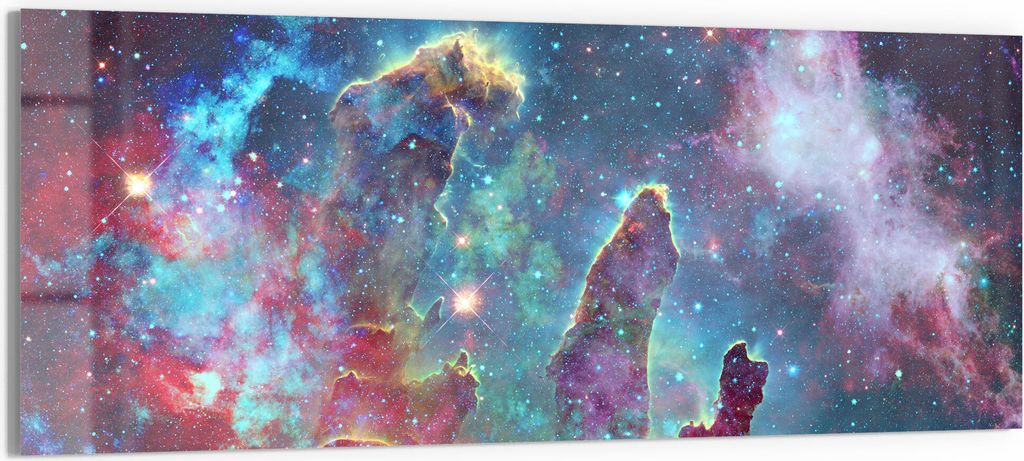 DEQORI Glasbild Echtglas 125x50 cm 'NASA Nebula Realaufnahme' Wandbild Bild modern Deko