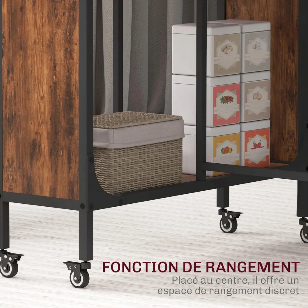 HOMCOM Table à manger pliante rectangulaire sur roulettes marron - 4