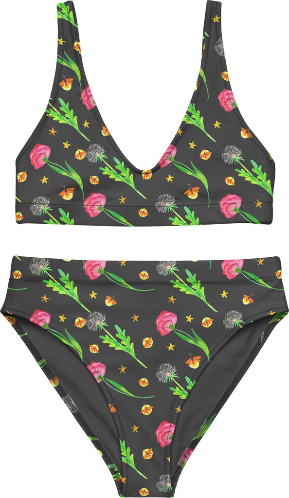 Mr. & Mrs. Panda Bikini Glühwürmchen Design Größe XL - Weiß - Geschenk, Blumen, Bademode, Pusteblumen, Zweiteiler, Bikinioberteil, High Waist,...