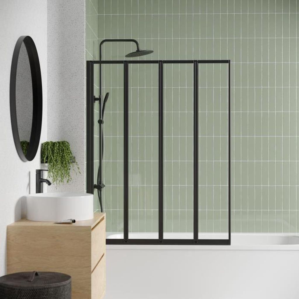 4-teilige Badewannenabtrennung - GELCO - LEXIA Schwarz - 110 x 140