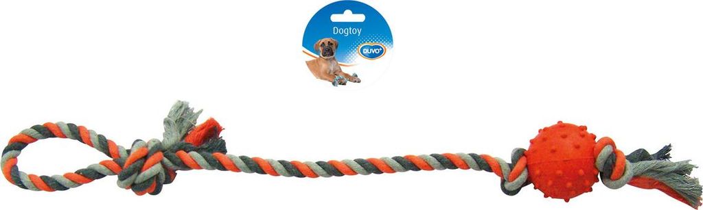 Duvo+ Hundespielzeug Knot Baumwolle Pendel + Gummiball grau/orange