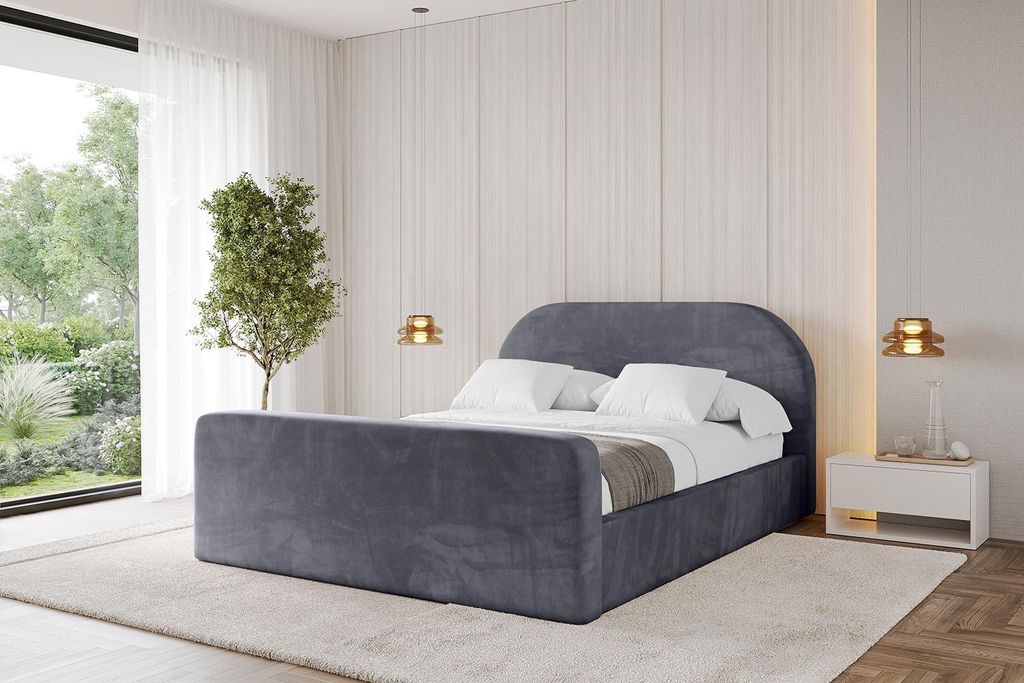 ALTDECOR Polsterbett mit Bettkasten - TIVON-Z - 120x200 Dunkelgrau Casablanca - Bett mit Kopfteil und Fußteil, Boxbett ohne Matratze, Doppelbett m...