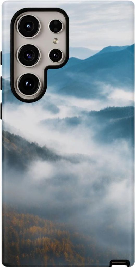 Verträumte Berglandschaft im Nebel – Hülle Kompatibel mit Samsung Galaxy S24 Ultra