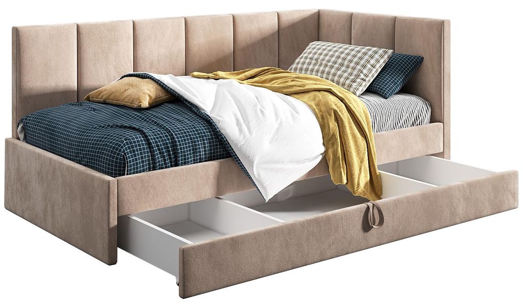 Belvedo Polsterbett 120 x 200 cm - Beige - mit Schublade Produktbild 
