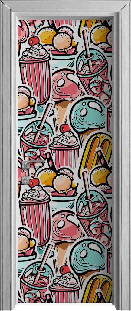 Tür Selbstklebende 70x210 cm Türfolie Türtapete Klebefolie - Kaffee und Milchshake
