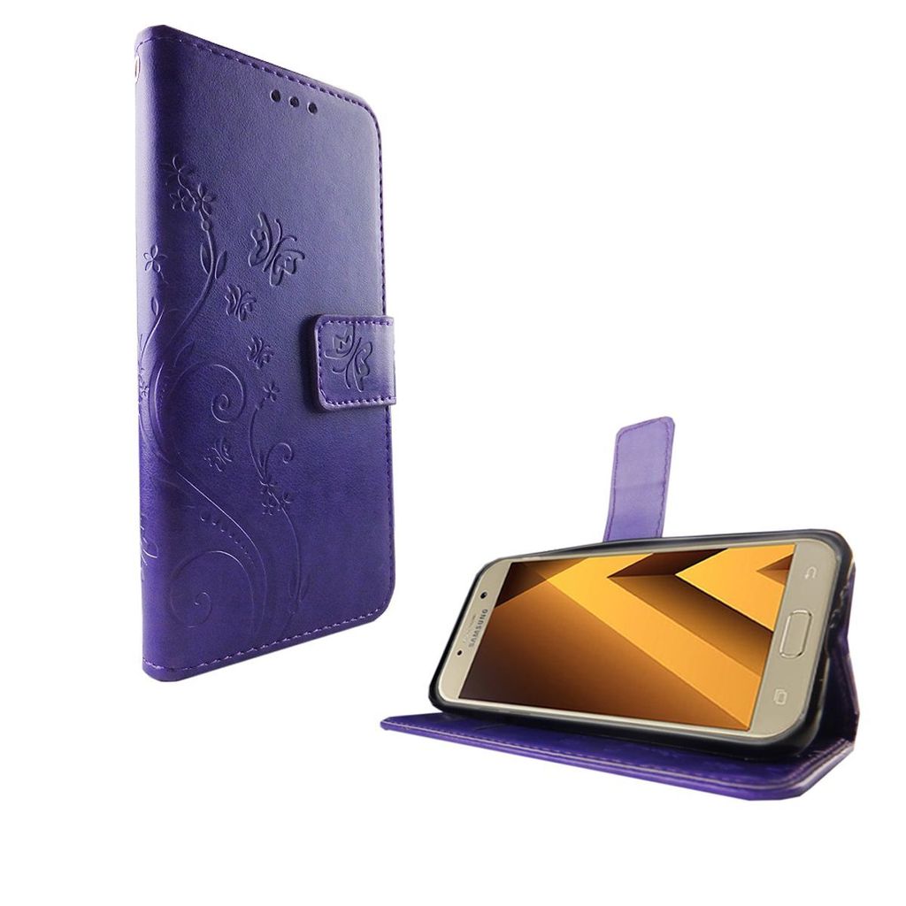 Schutz Hülle Blumen für Handy Samsung Galaxy A3 2017 Violett