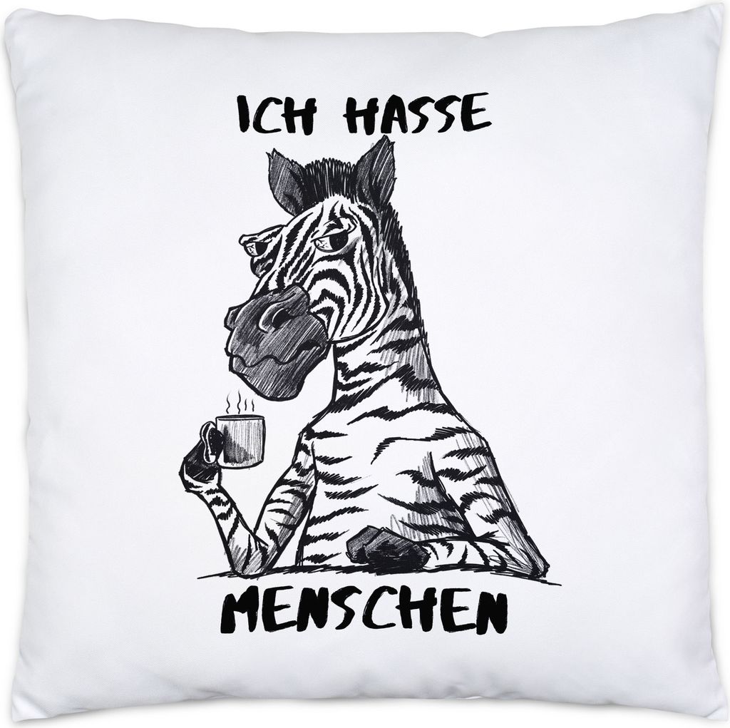Ich Hasse Menschen Kissen Inkl. Füllung Morgenmuffel Erstmal Kaffee Büro Kollegen Zebra Geschenk