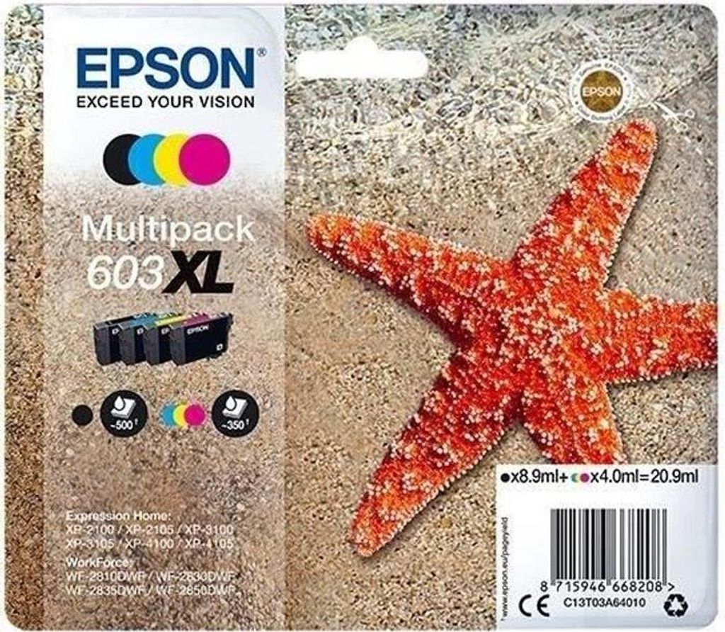 Tintenpatronen Multipack, Epson 603 XL, Schwarz, Cyan, Magenta, Gelb