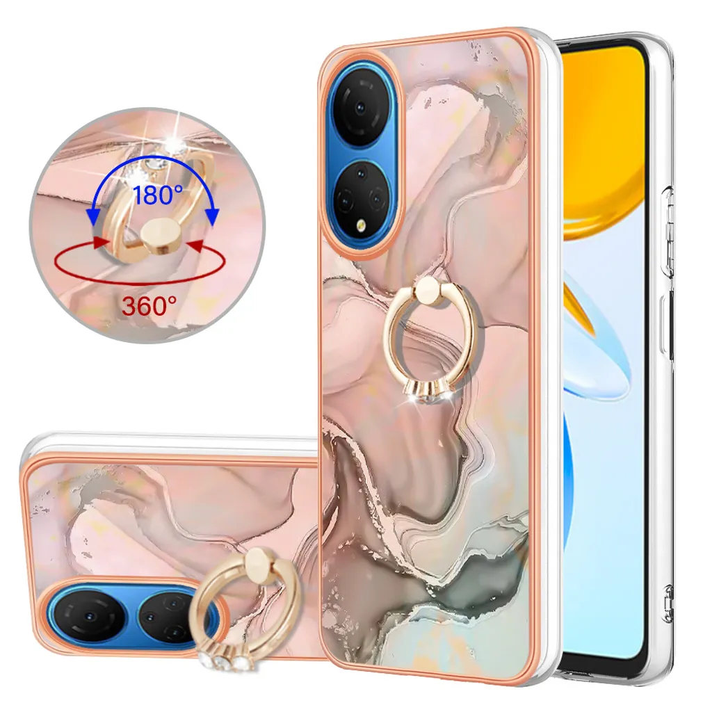 Cover per Honor X7 con Anello - Silicone Resistente Bumper Color Crème