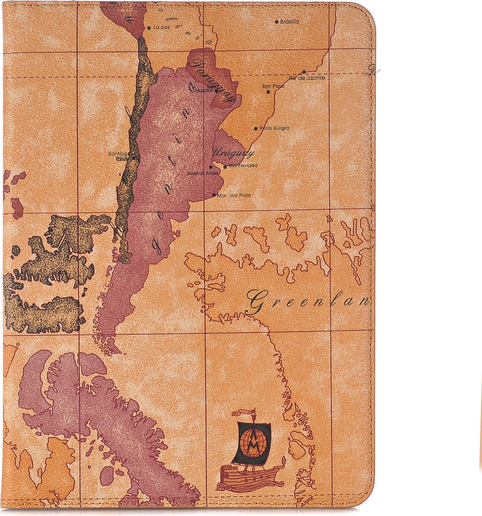 Für Samsung Galaxy Tab S3 SM-T820 SM-T825 9,7 Zoll (2017) Schutzhülle Case Schutz Hülle Kunstleder Weltkarte Tasche Etui BRAUN mit Standfunktion