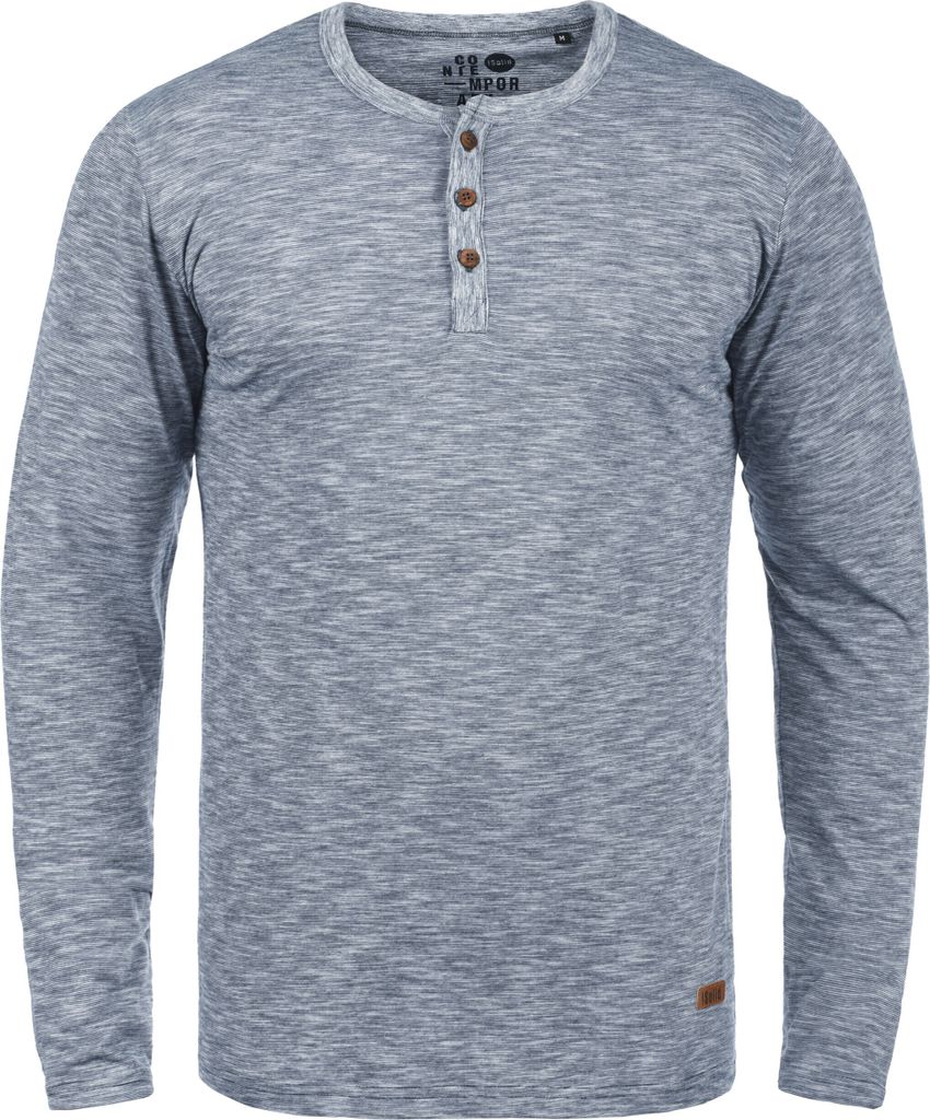 SOLID SDMigos Herren Longsleeve Langarmshirt Shirt mit Grandad-Ausschnitt 100% Baumwolle