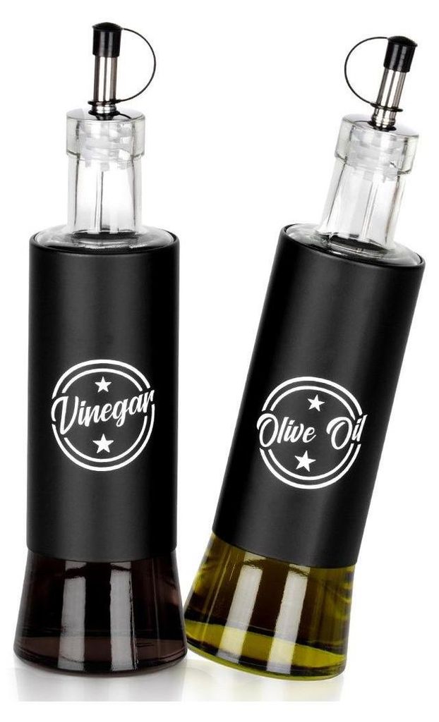 Bouteilles d'huile et de vinaigre, verre noir, 300 ml, 2 Image du produit 