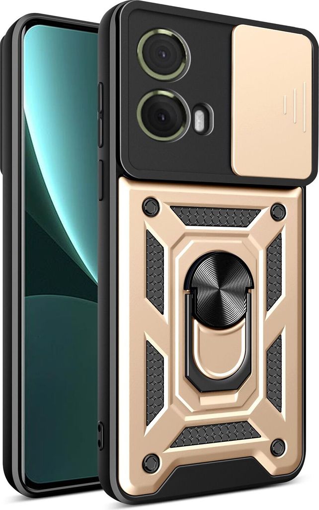 Hülle für Motorola Moto G85 Magnetische Ring Ständer Halter Dia Kameraschutz TPU Bumper Silikon Schutzhülle Gold