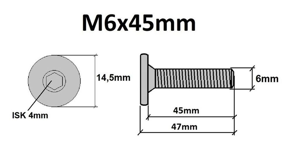 Flachkopfschrauben M6 Möbelschrauben Möbelverbinder 45mm Produktbild 2