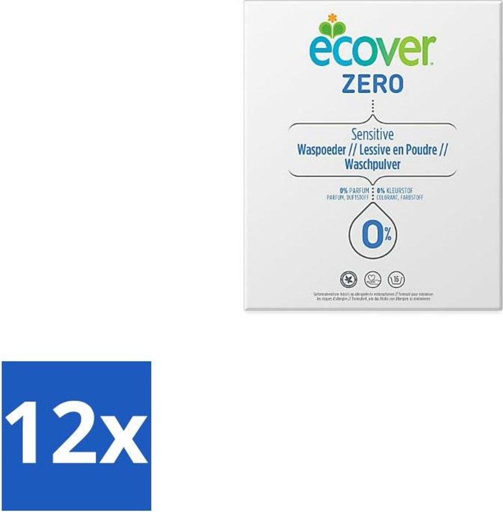 Ecover - Universal Zero Waschpulver - Duftfrei - 1,2 kg - Vorteilspack - 12 Stücke