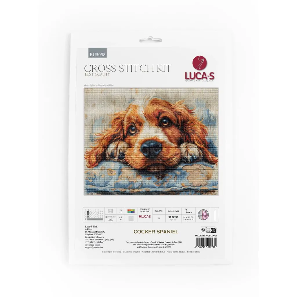 Décoration DIY Cocker Spaniel : Kit Broderie Point de Croix Luca-S Pro - 2