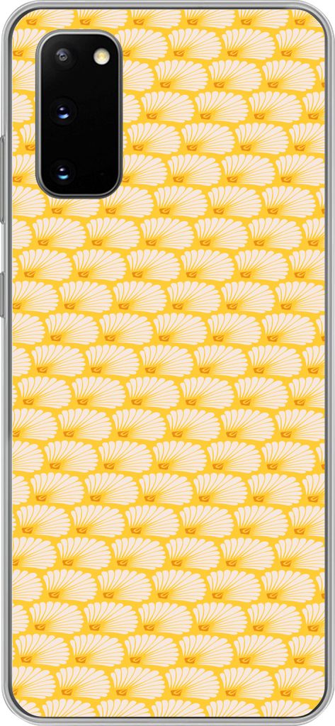 MuchoWow Handyhülle Schutzhülle Hülle für Telefoonhoesje Samsung Galaxy S20 Art Deco - Design - Muschel - Gelb Silikon Softcase Handy Hülle ...
