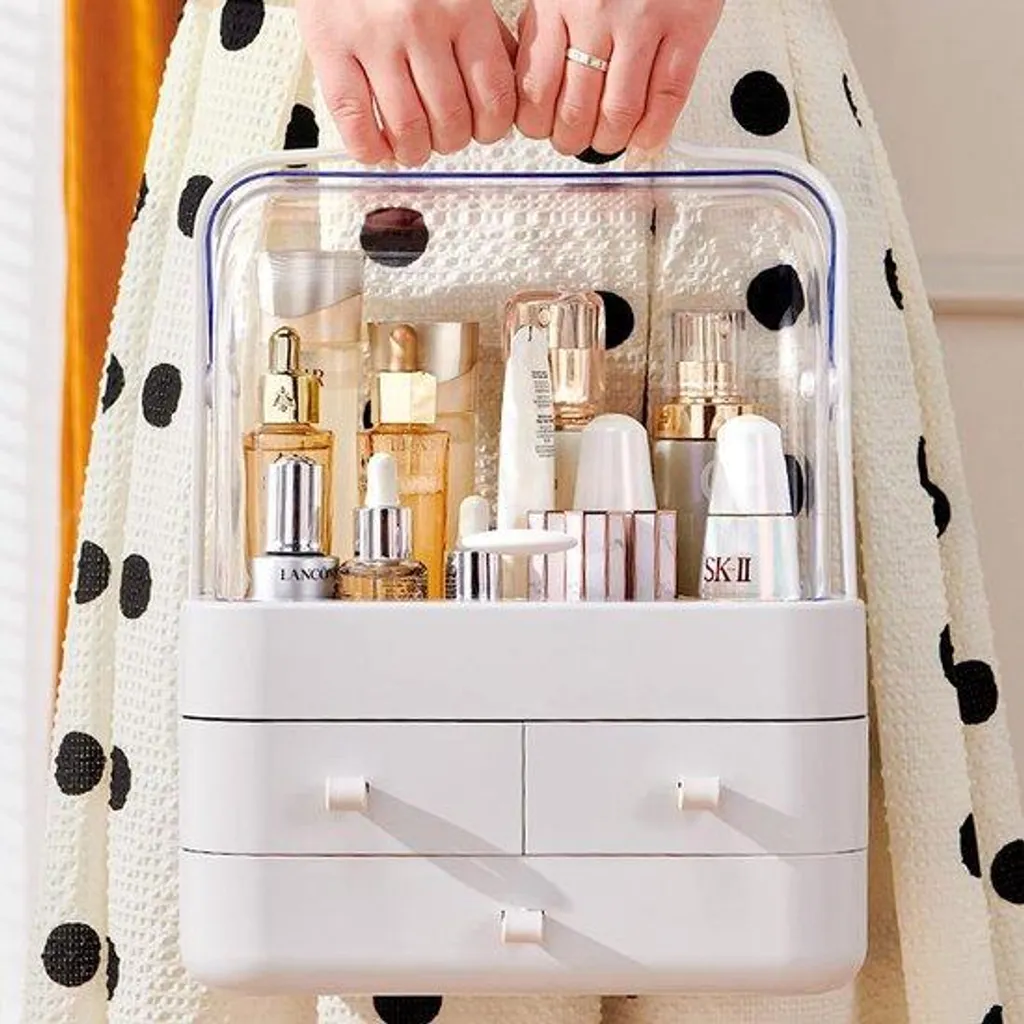 Organisateur maquillage blanc grande capacité pour salle de bain chic