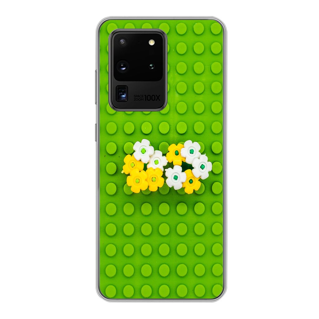 MuchoWow Handyhülle Schutzhülle Hülle für Samsung Galaxy S20 Ultra Unterlage mit Blumen Silikon Softcase Handy Hülle - Karteninhaber