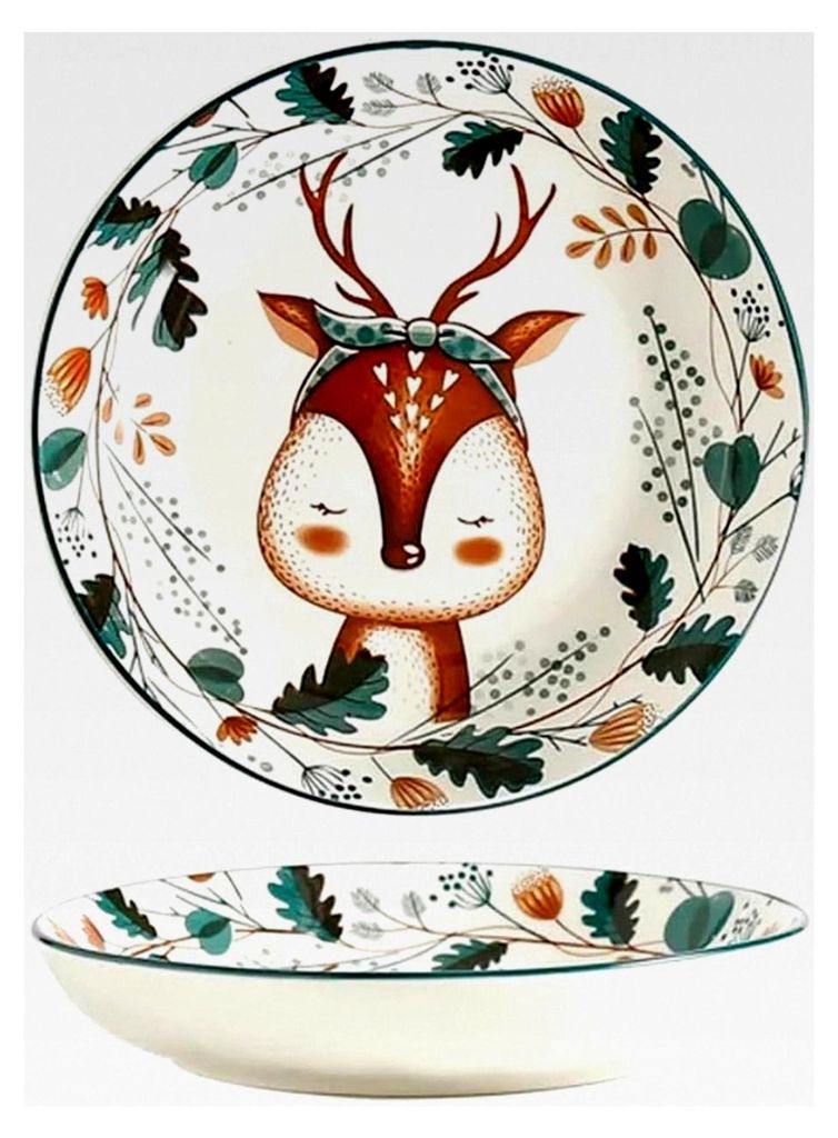 Handbemalte Keramikschalen mit Cartoon-Motiv, 17,8 cm tief