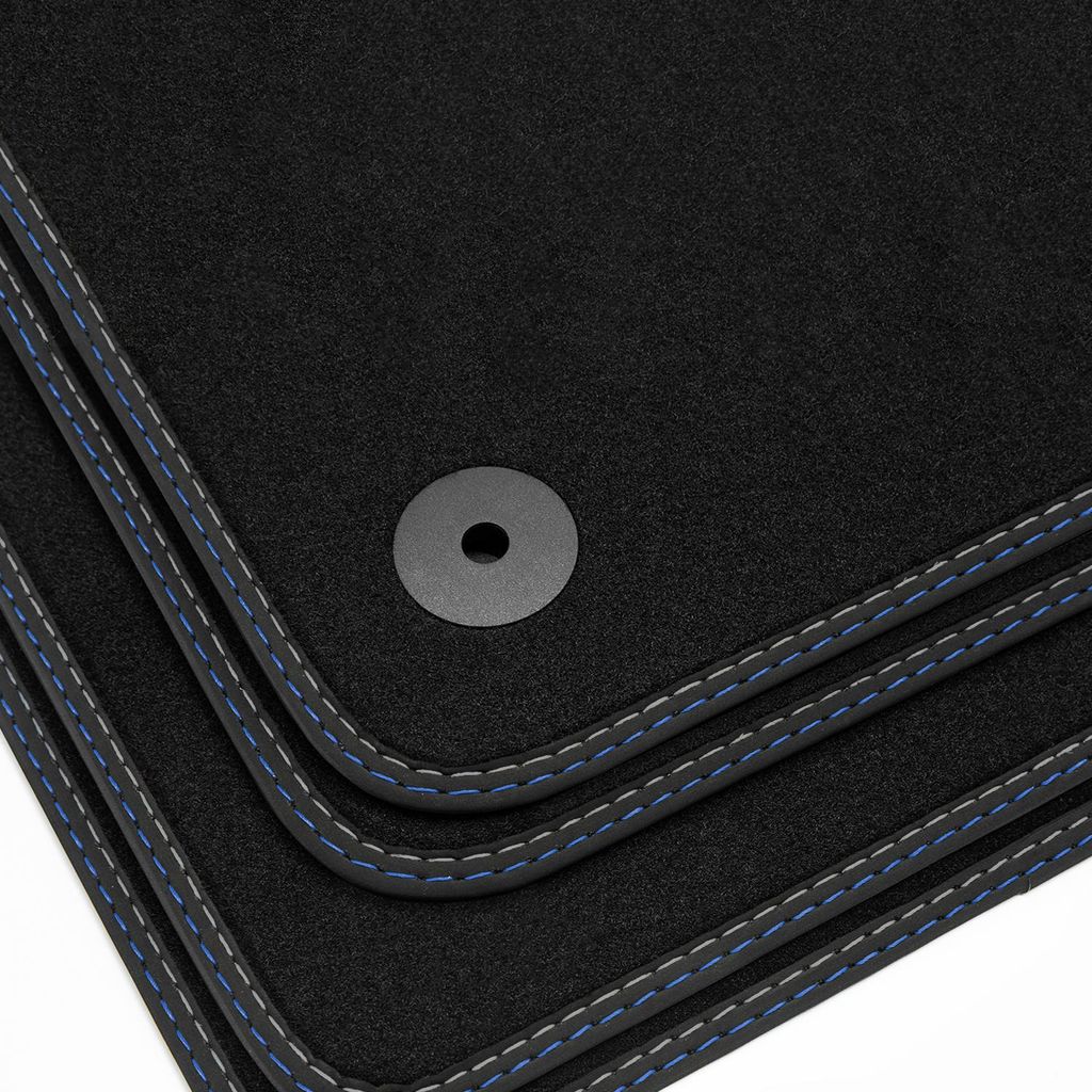 Doppelziernaht Fußmatten passend für VW Tayron ab Bj. 2024-, Naht:Blau/Silber