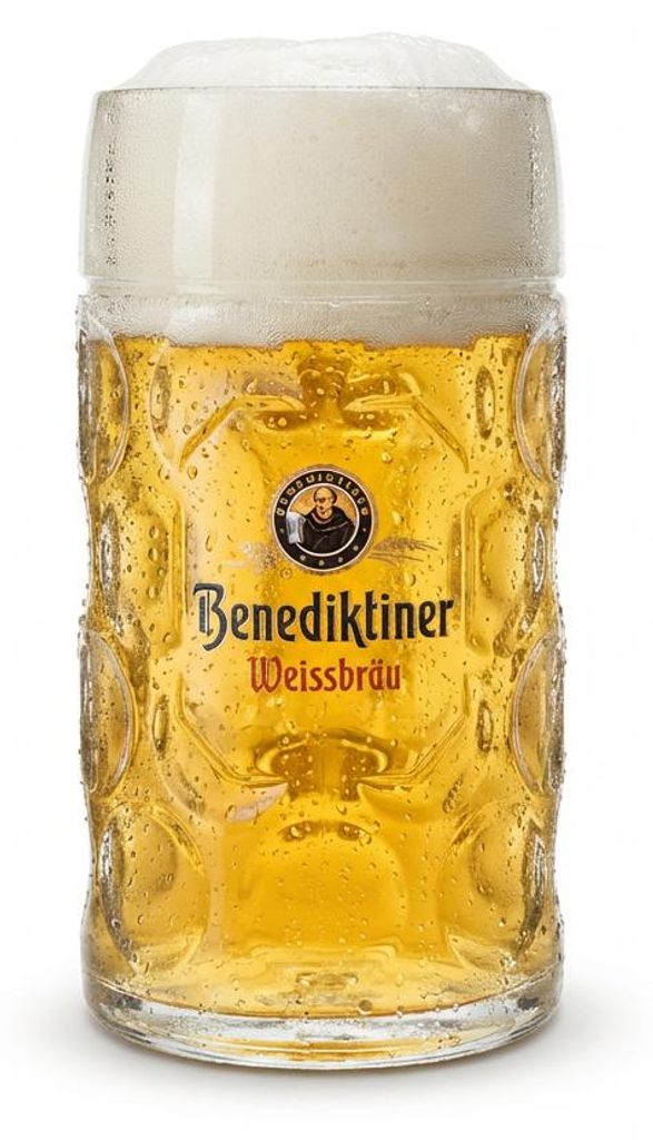 Benediktiner Maßkrug Bierglas 1l Humpen Seidel Konturgläser Produktbild 