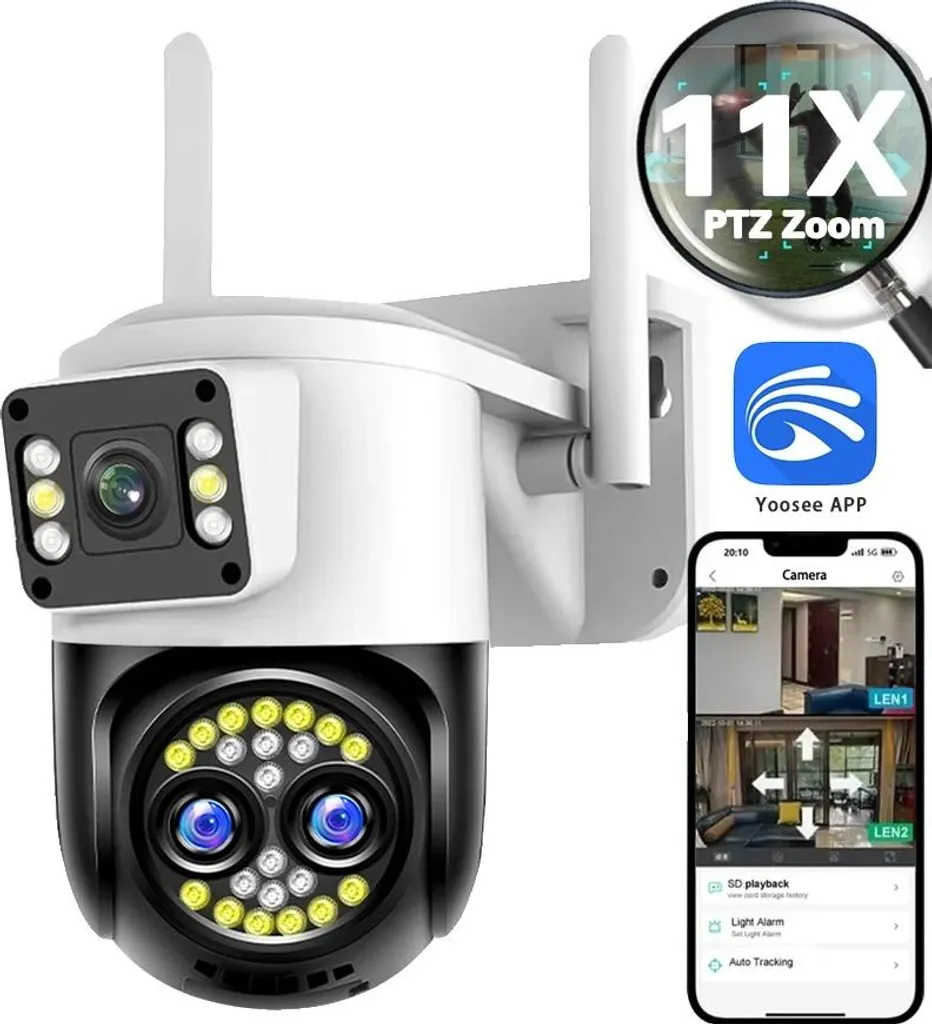 Telecamera Sicurezza 12MP WiFi: Visione Notturna e Tracking Automatico