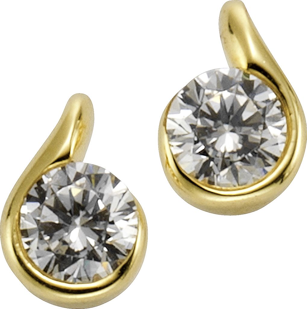 Celesta Gold Ohrring 375/- Gold 0,9cm gelb Zirkonia weiß 371320745-1