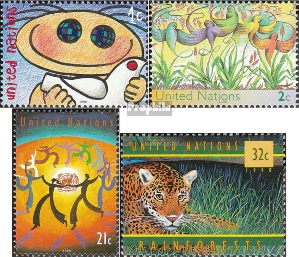 Briefmarken UNO - New York 1998 Mi 764-766,783 (kompl.Ausg.) postfrisch Gemälde