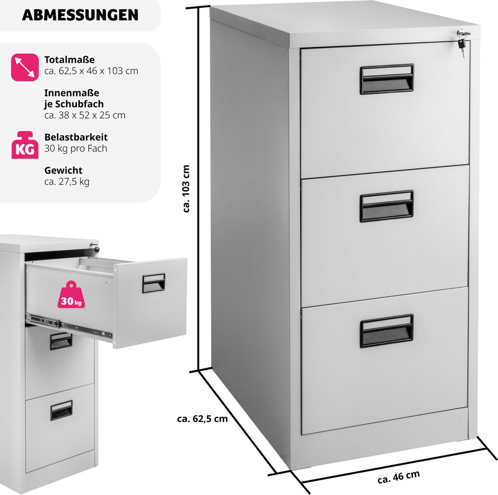 Uzamykatelná kartotéka 62,4 x 46 x 102,8 cm Obrázek produktu 7