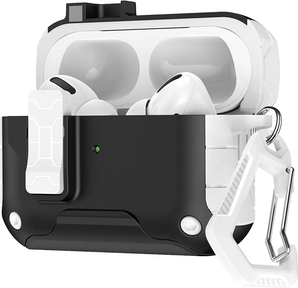 Protezione Integrale AirPods 4 - Custodia TPU+PC con Stand Bianco/Nero
