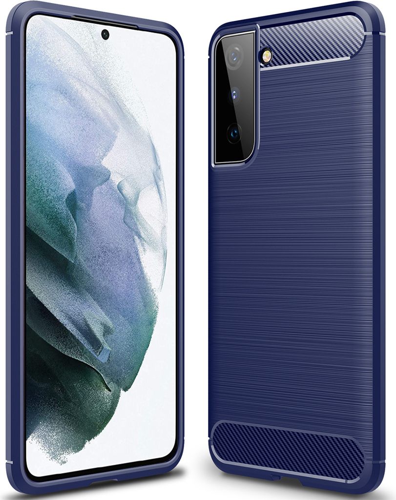 Samsung Galaxy S21 FE 5G Hülle, Carbon Fibre TPU Silikon Stoßfest Schutzhülle für Galaxy S21 FE 5G Blau