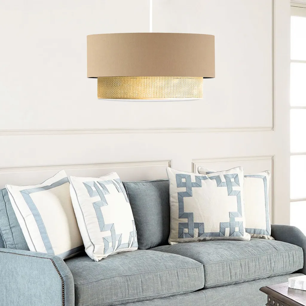 Suspension Loughborough 1 x E27 Beige et Jaune - Luminaire au Style Vintage
