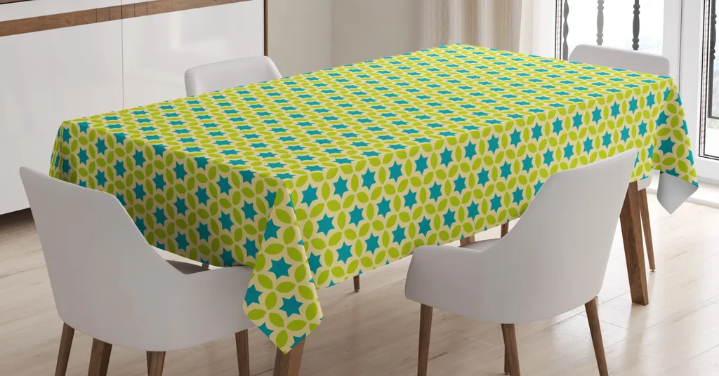 ABAKUHAUS Tovaglia Moderna 140x170cm Stelle Astratte Blu Petrolio