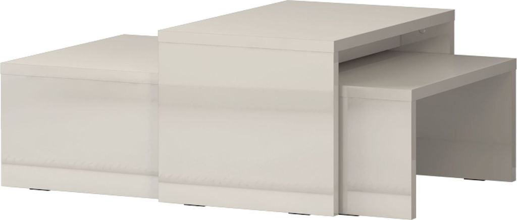 Couchtisch Garim 43, 2-teilig, Farbe: Beige Hochglanz