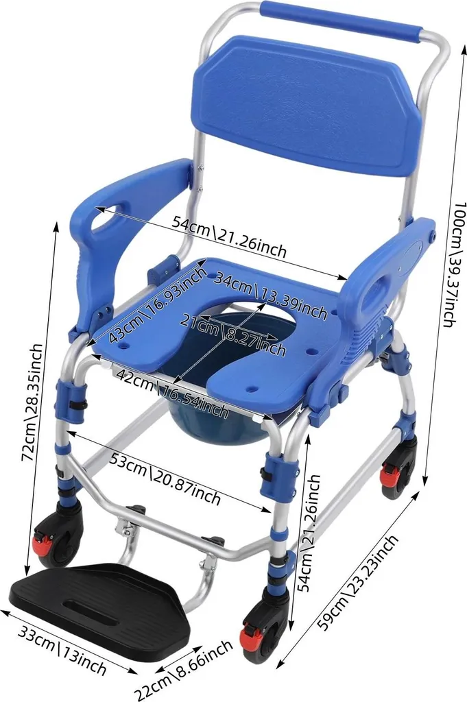 Chaise de commode mobile et fauteuil de douche médical ergonomique - 7