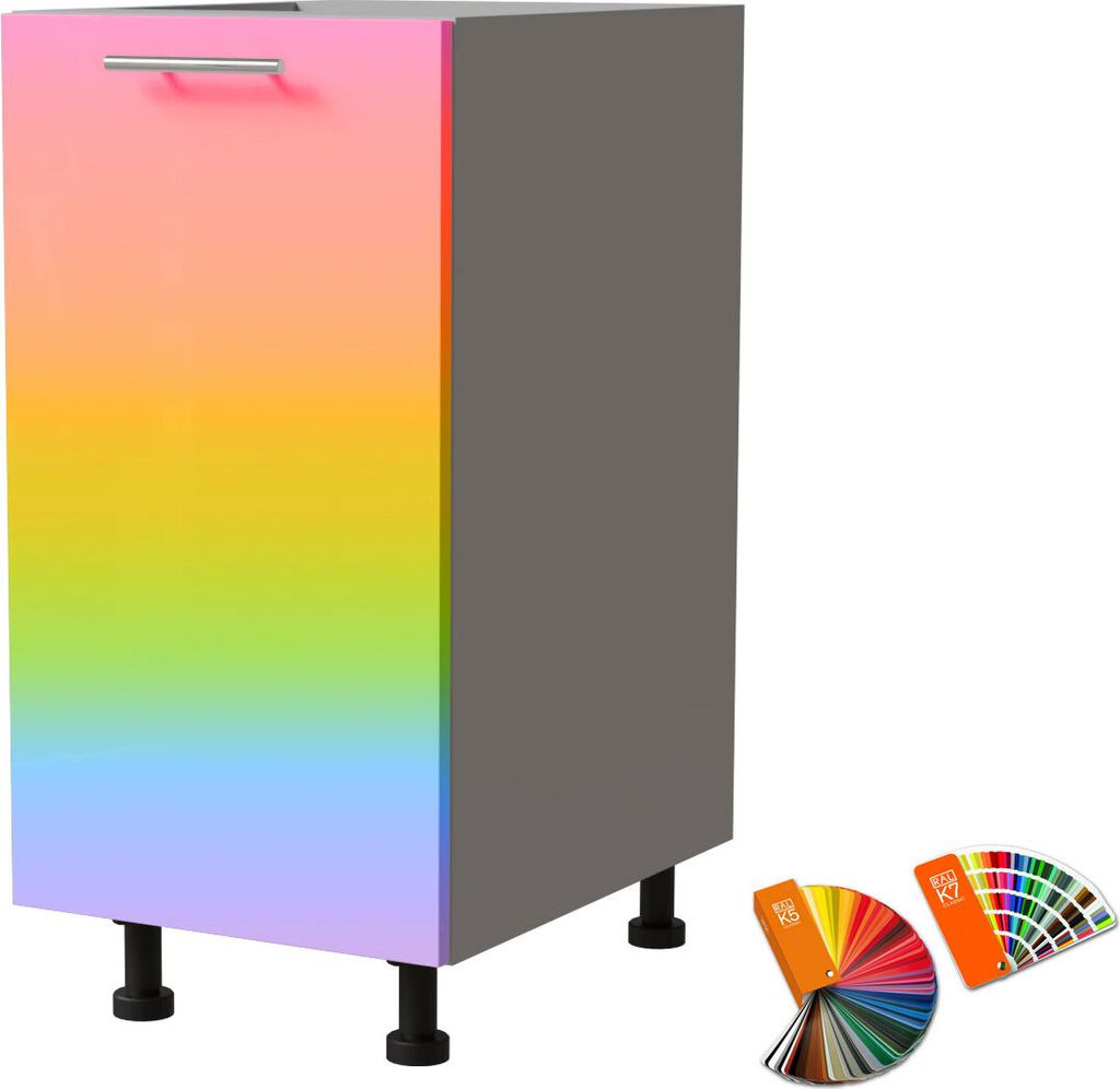 Küchenunterschrank BRERRA 40x82cm lackiert Farbe wählbar BR-D1D/40,RAL Wunschfarbe (K5 / K7),grau