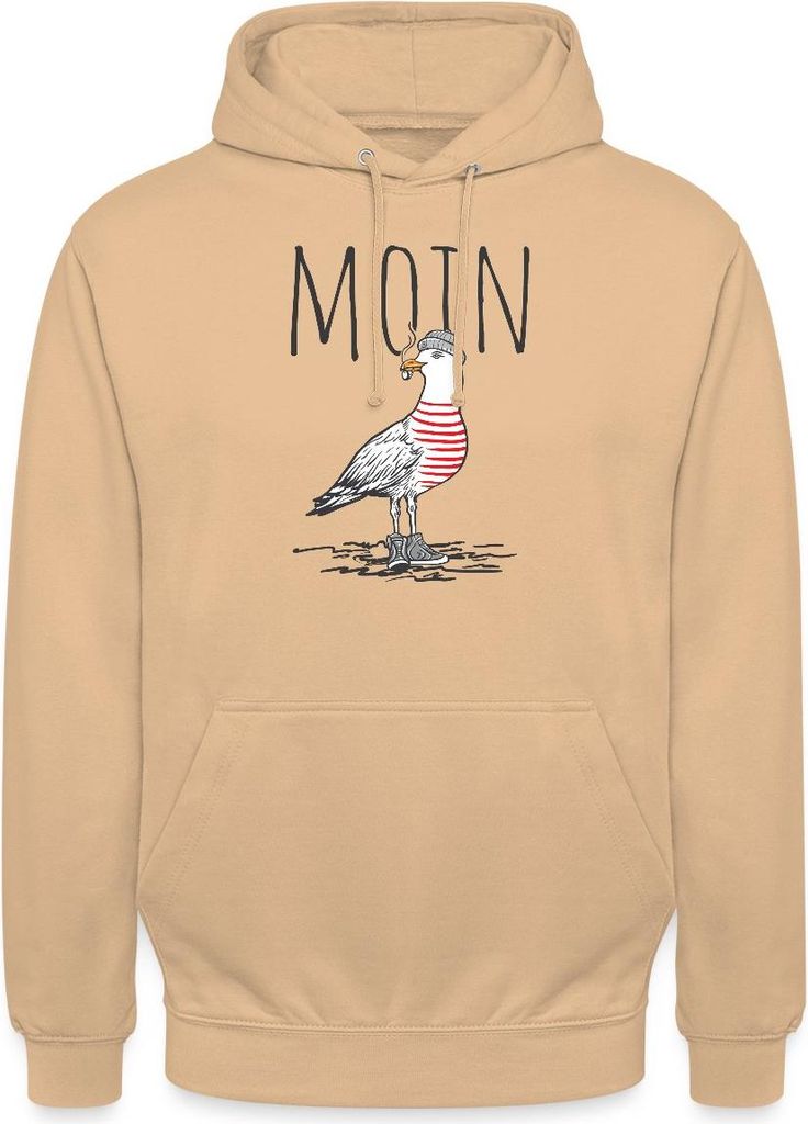 Spreadshirt Moin Möwe Norddeutschland Seemann Uni Hoodie, XXL, Pfirsich