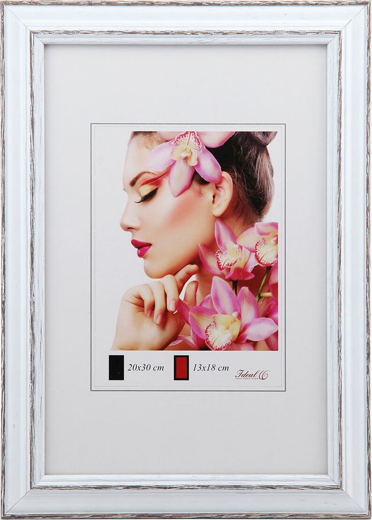 Classic Line Holz Bilderrahmen in 10x15 cm bis 50x70 cm Bilder Foto Rahmen - Farbe: Weiß-Braun | Format: 15x20