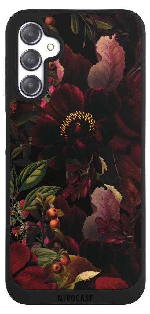NIVOCASE Handyhülle für Samsung Galaxy A14 5G Hülle NIVOpure Case Schwarz Blumen Utart Wiese