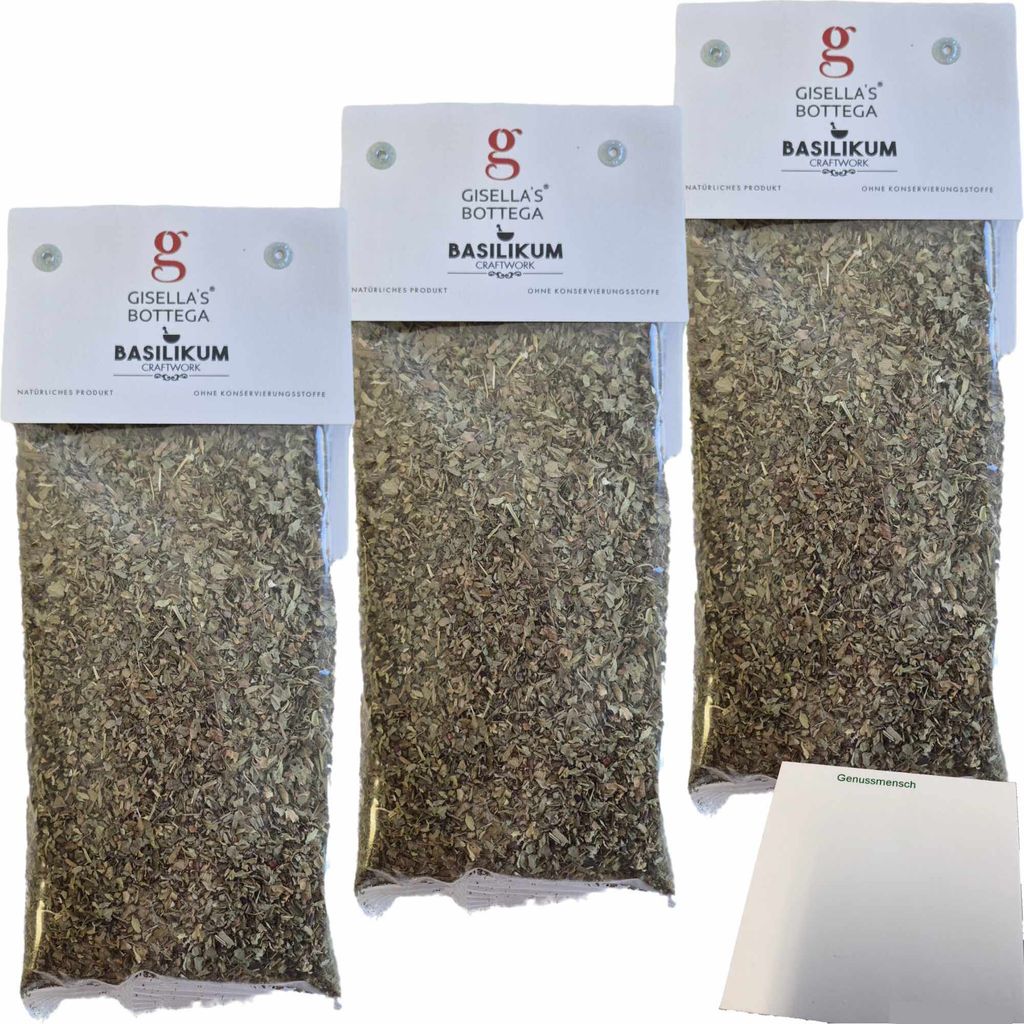 Gisellas Bottega Basilikum 3er Pack (3x50g Packung) + usy Block