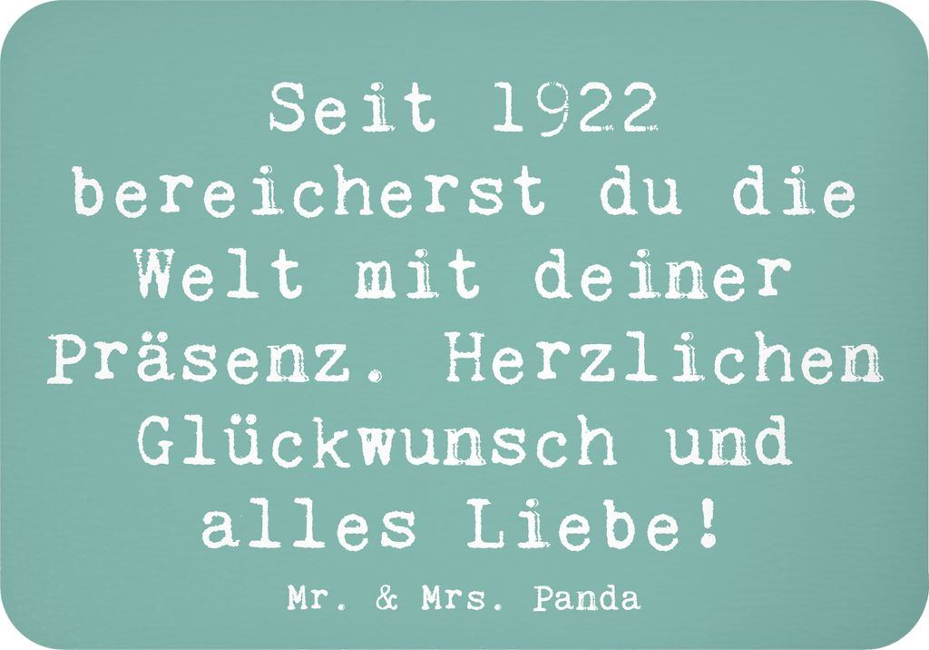 Mr. & Mrs. Panda Kühlschrankmagnet Spruch 1922 Geburtstag - Meeresbrise - Geschenk, Herzlichen Glückwunsch, haftmagnet, Geburtstagsgeschenk, whit...