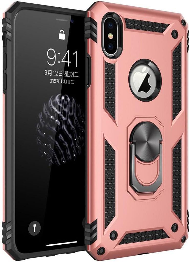 LaimTop iPhone XS Max Hülle, Hybrid Robuste Rüstung Drehbarer Ring Halter Ständer Dual Layer Hard PC + TPU Stoßfest Schutzhülle für iPhone XS...