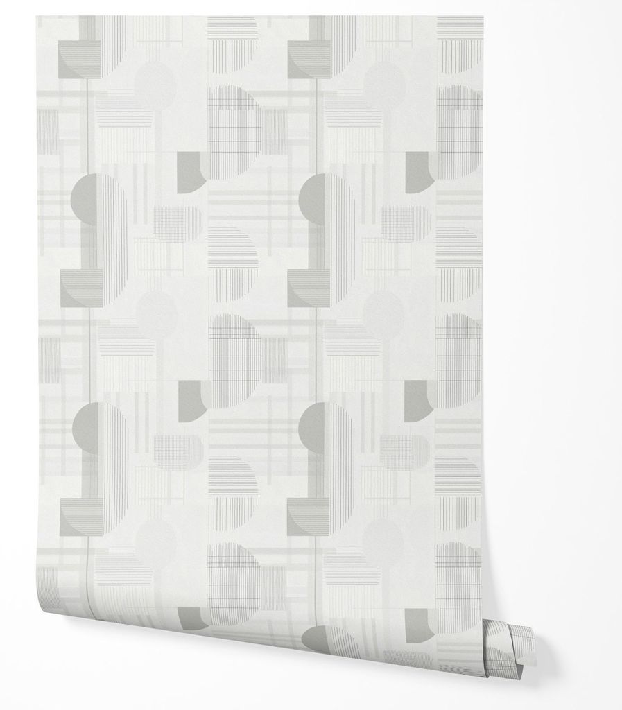 Vliestapete Geometrisches Minimalistisches Wohnzimmer 2x2,5 Grau-Weiß