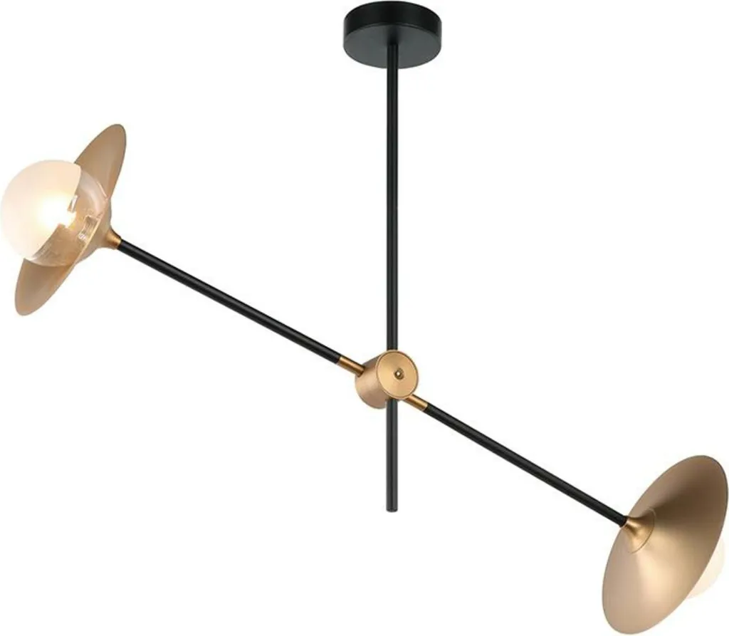 Plafonnier de Salon Moderne LAYLA 85cm Noir et Laiton Style Chic