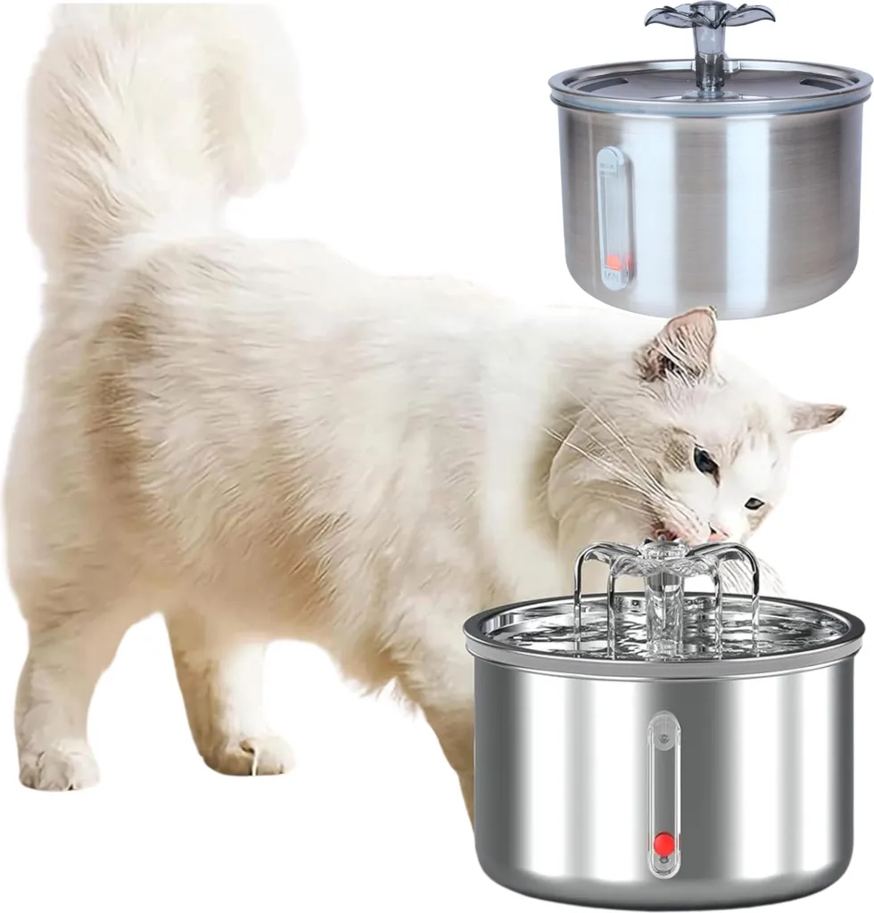 Fontaine à eau pour chat et chien avec filtre charbon, écuelle 2.5L